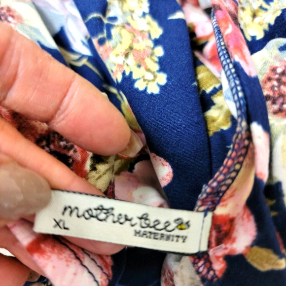MOTHER BEE FLORAL 3/4 SLEEVES RUCHED STRETCHY COMFORTABLE MATERNITY DRESS XL - Picture 13 of 13